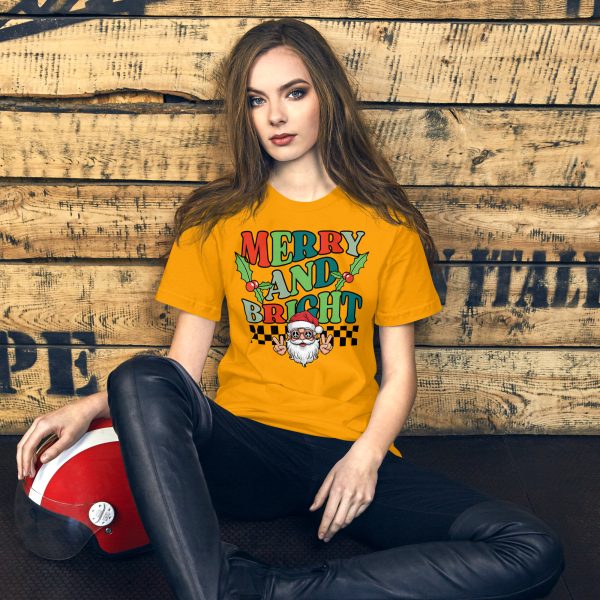 Unwrap the ultimate holiday vibe with our "Merry and Bright" T-Shirt! - Image 5