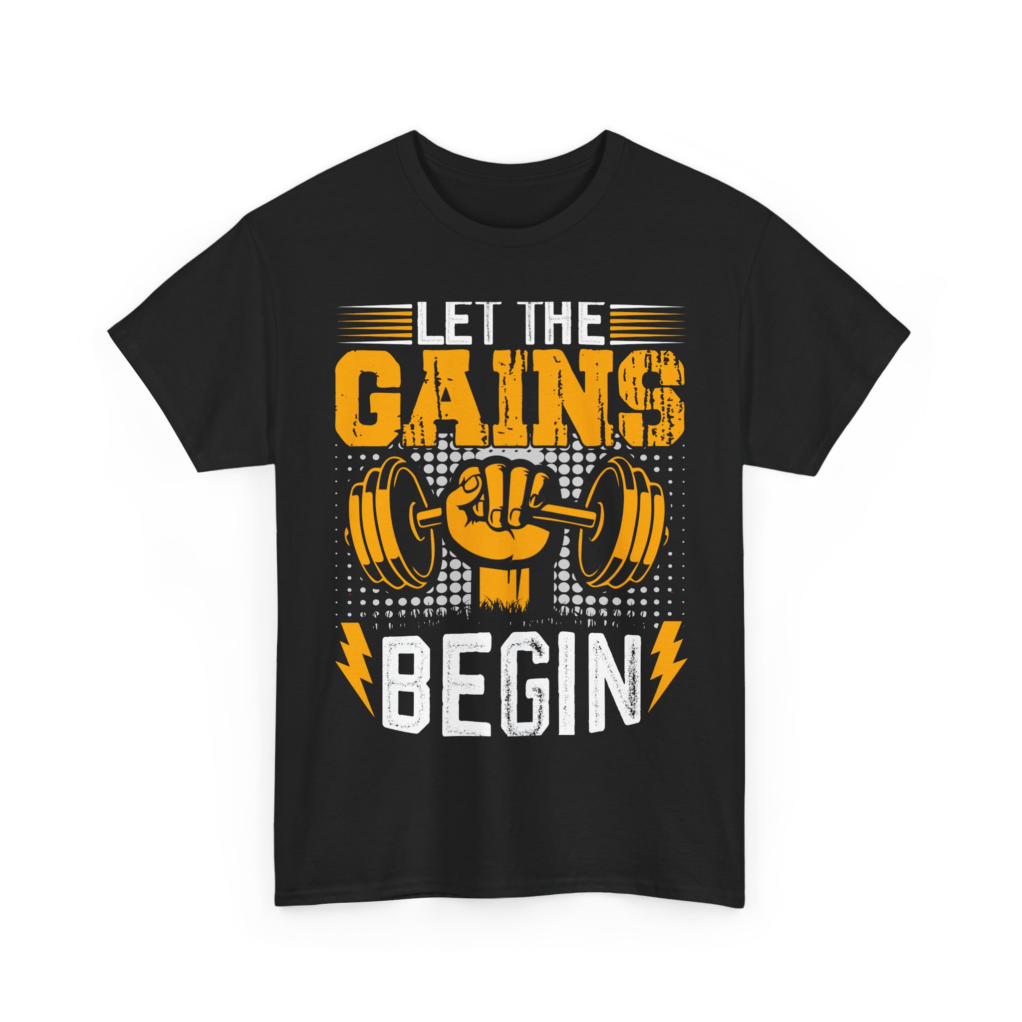 Gains Weightlifting Tee – Retro Gym Barbell Fist Fitness T‑Shirt - Image 4