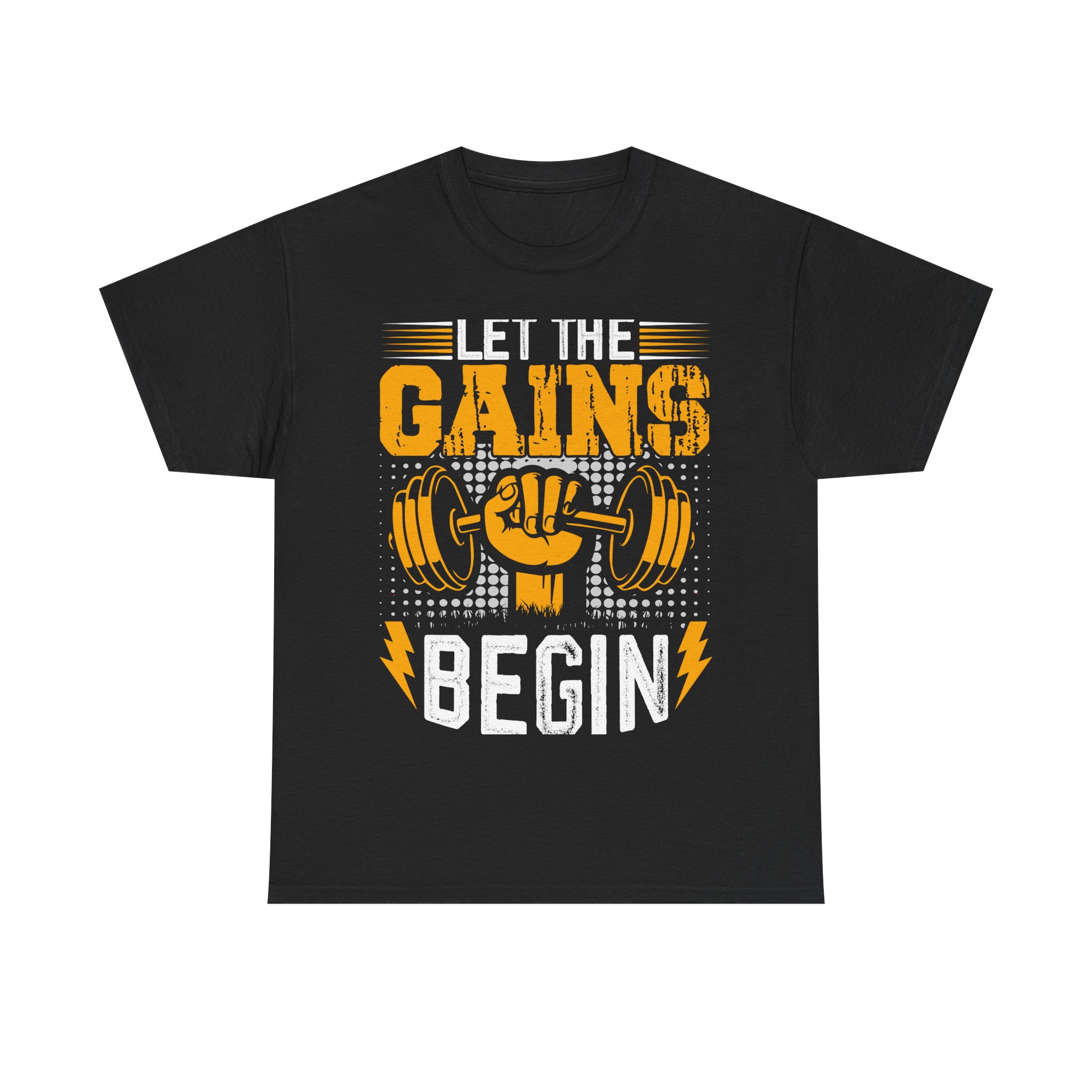 Gains Weightlifting Tee – Retro Gym Barbell Fist Fitness T‑Shirt - Image 3
